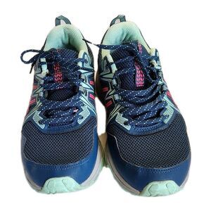 Asics Women’s Preowned Athletic Gym Running Shoes Navy Blue Pink Laceup Size 10